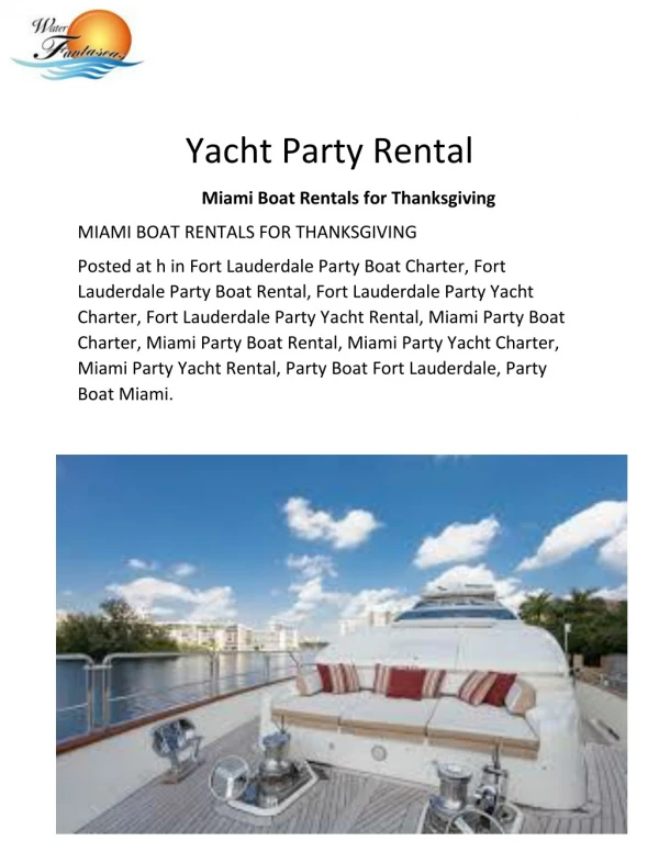 Yacht Party Rental - Waterfantaseas