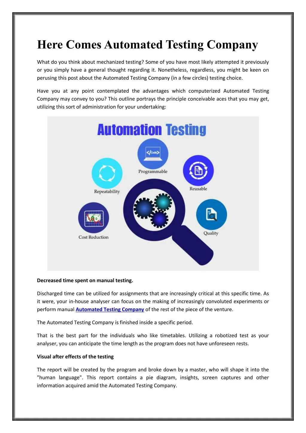 here comes automated testing company