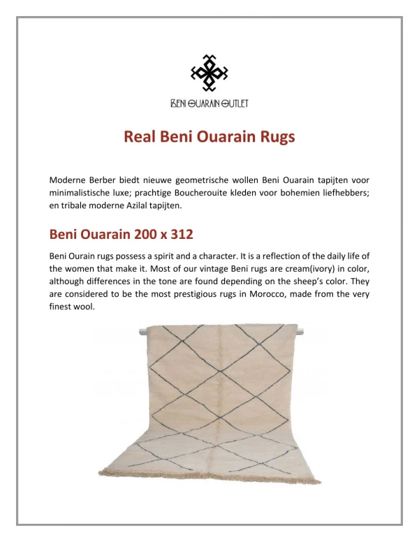 Beni Ourain Marokkaanse tapijten - Beniouarainoutlet