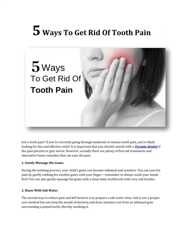 5 Ways To Get Rid Of Tooth Pain