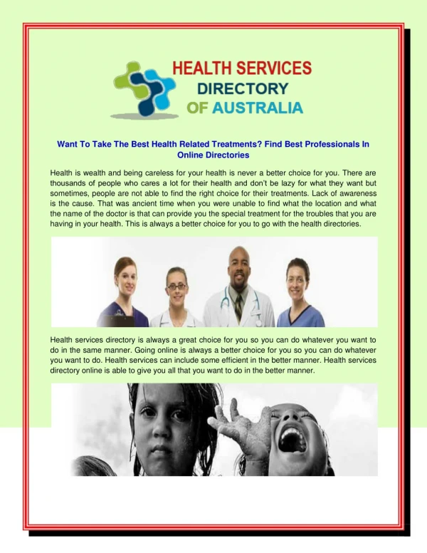 Want To Take The Best Health Related Treatments? Find Best Professionals In Online Directories