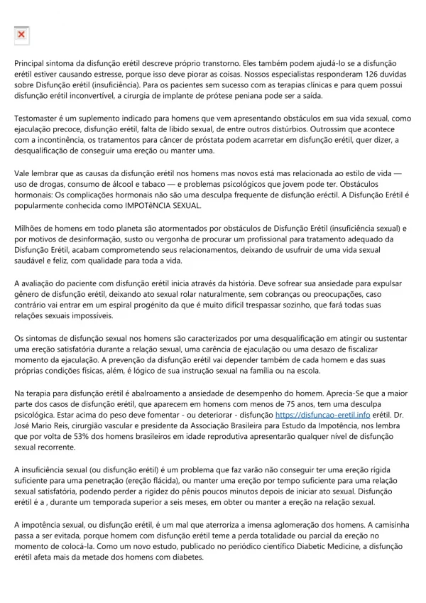 principal sintoma da disfun o er til descreve