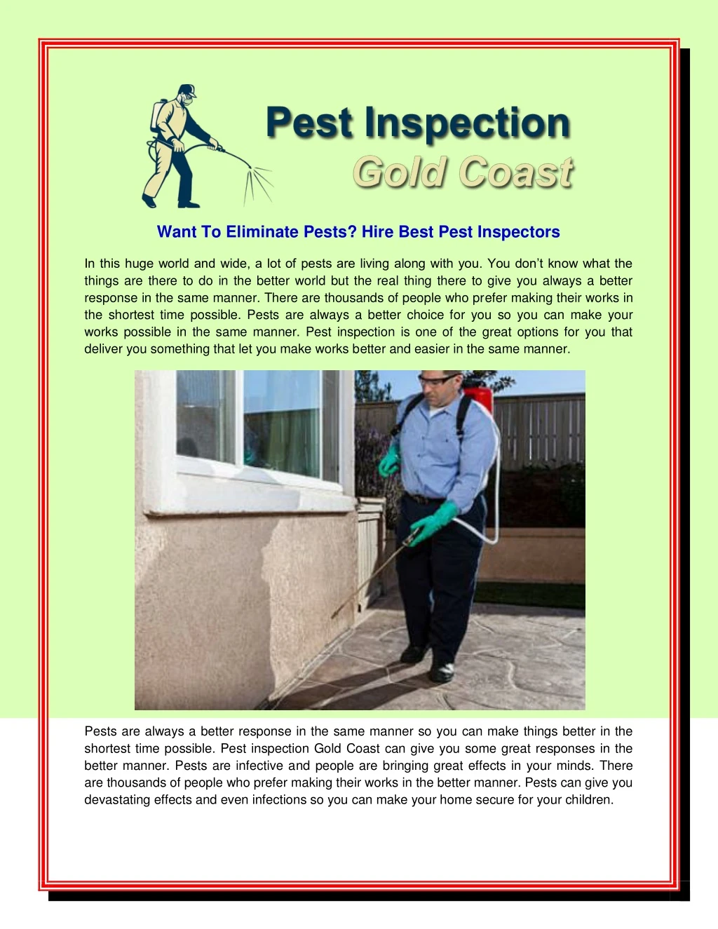 want to eliminate pests hire best pest inspectors