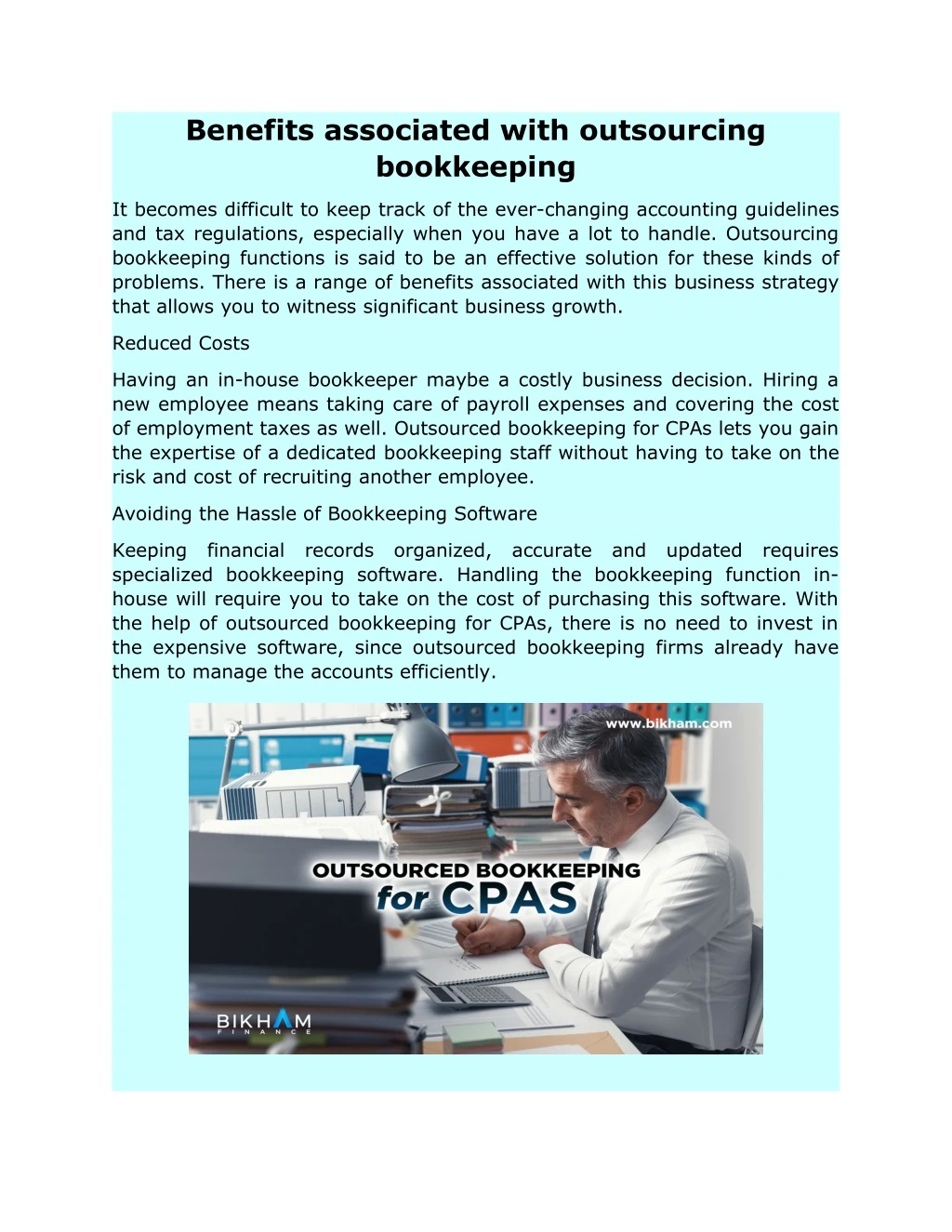 benefits associated with outsourcing bookkeeping