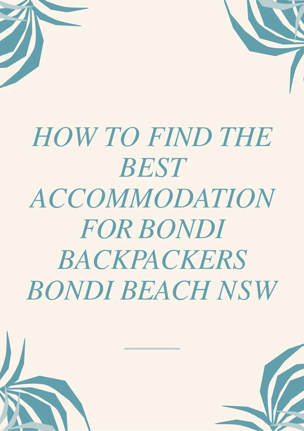 how to find the best accommodation for bondi
