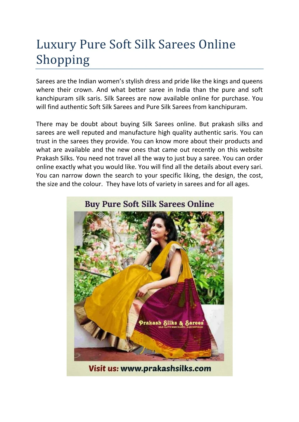 luxury pure soft silk sarees online shopping