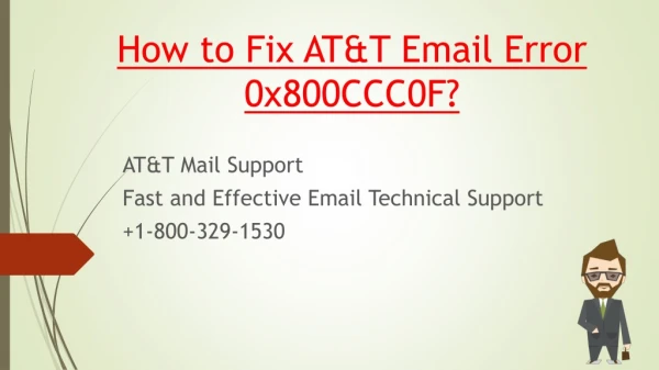 How to Fix AT&T Email Error 0x800CCC0F?