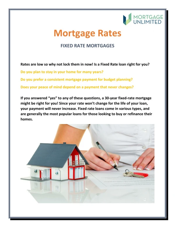 Mortgage Rates | Mortgage Unlimited Corporate Site