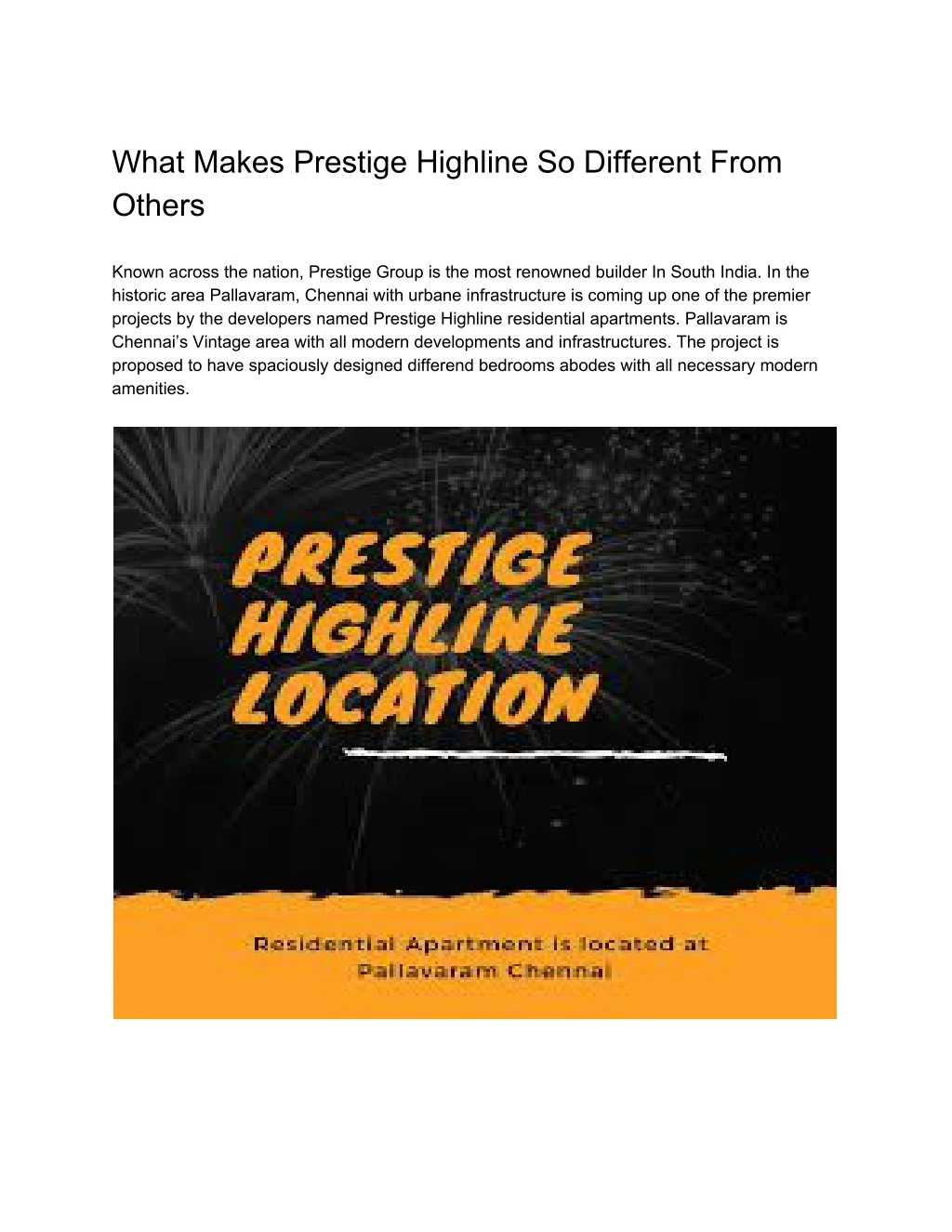 what makes prestige highline so different from