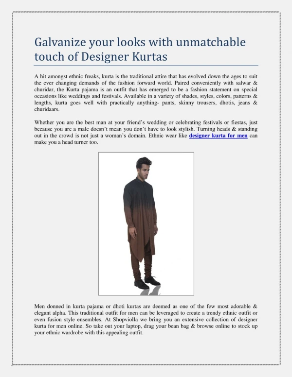 Revamp your style with simple yet elegant designer kurta for men