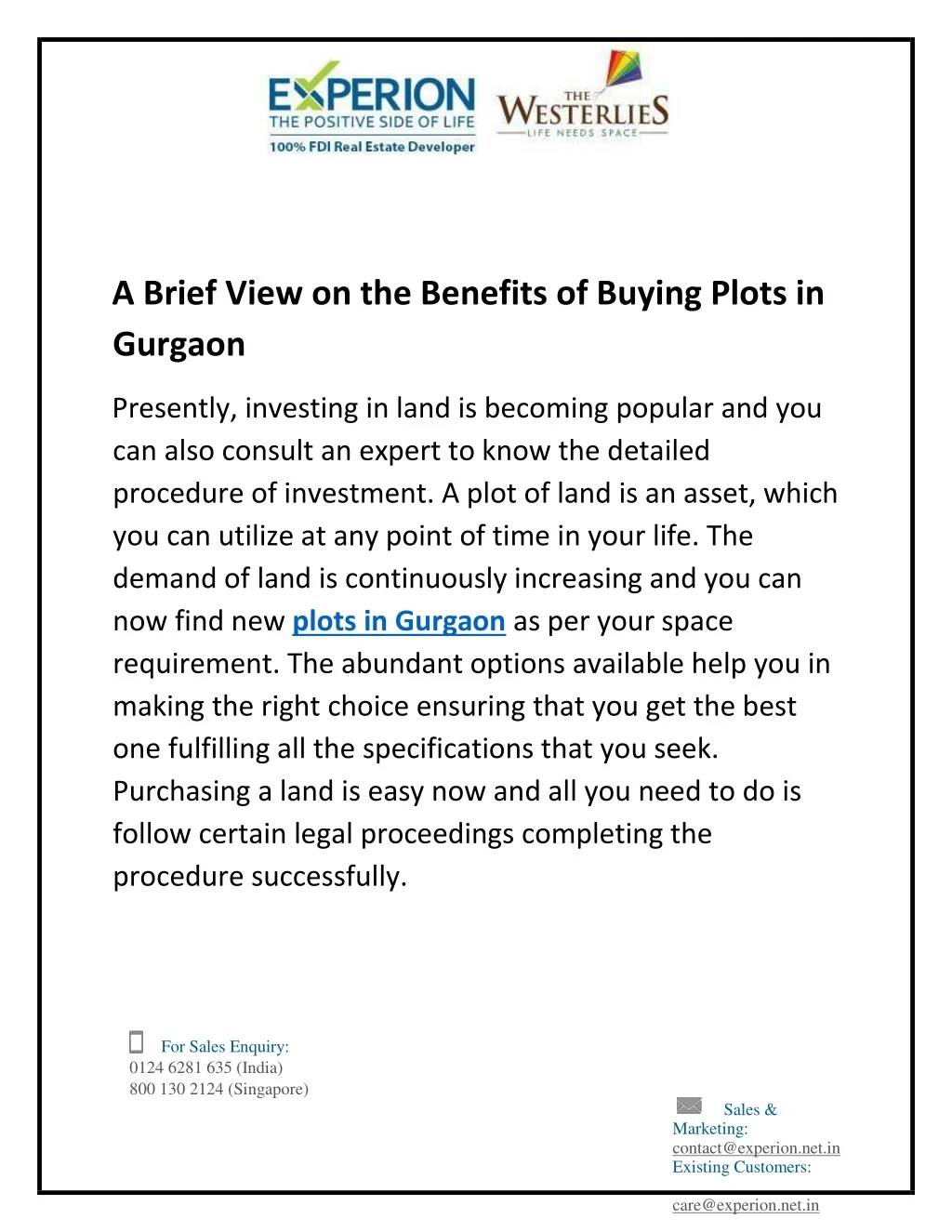 a brief view on the benefits of buying plots