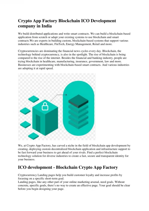 Crypto App Factory Blockchain ICO Development company in India