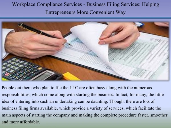 Workplace Compliance Services - Business Filing Services: Helping Entrepreneurs More Convenient Way