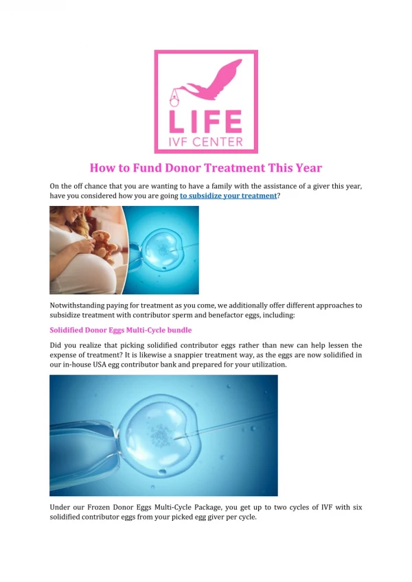 How to Fund Donor Treatment This Year