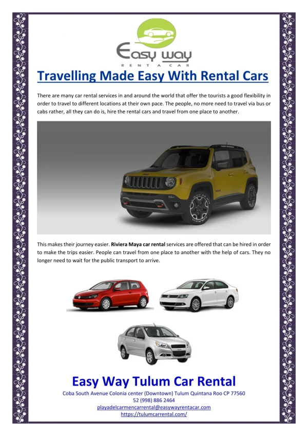 Travelling Made Easy With Rental Cars