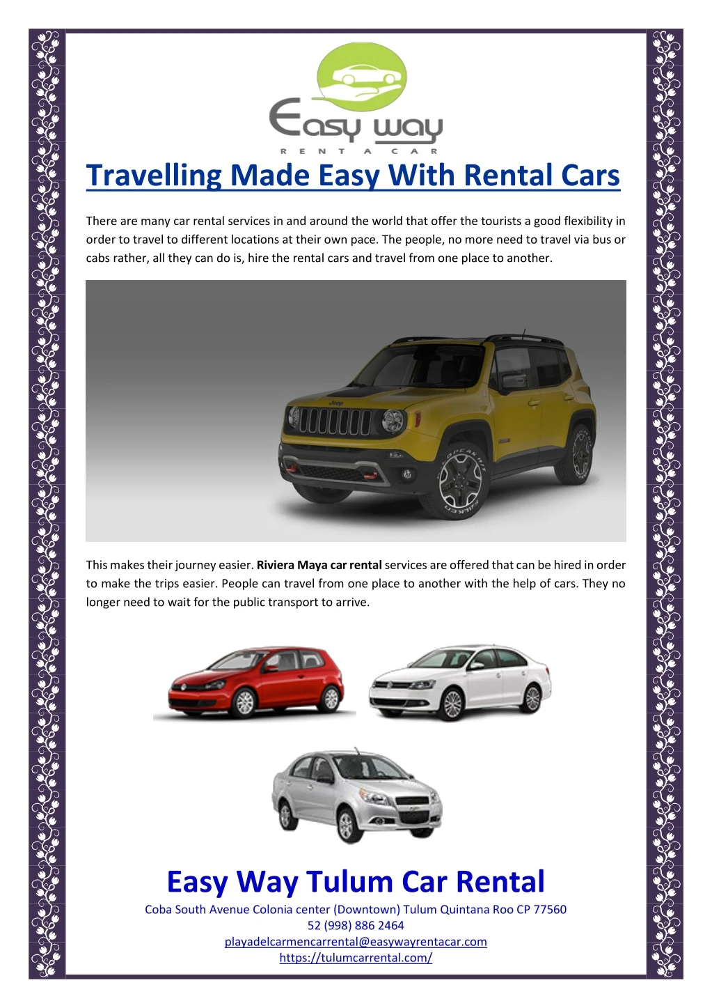 travelling made easy with rental cars
