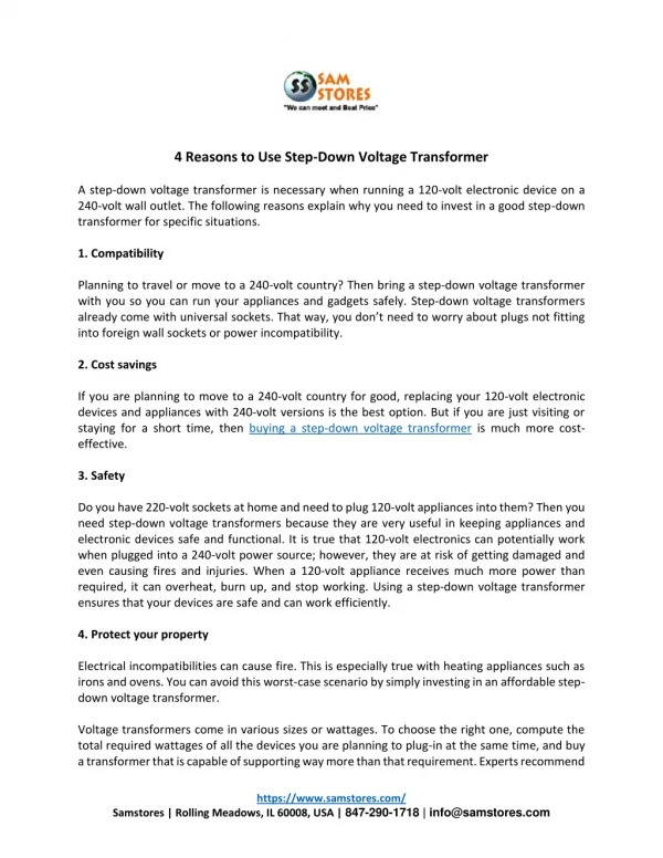 4 Reasons to Use Step-Down Voltage Transformer