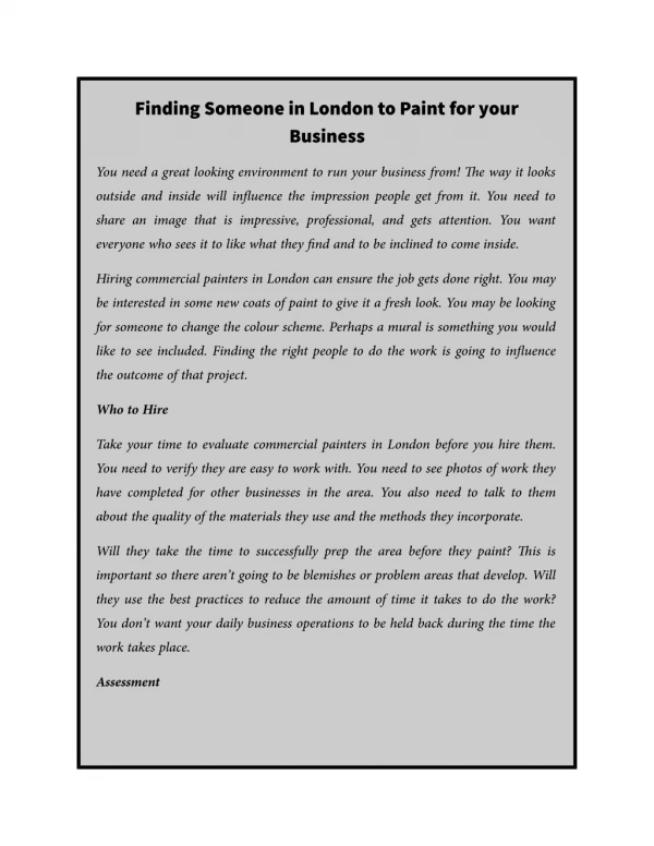 Finding Someone in London to Paint for your Business