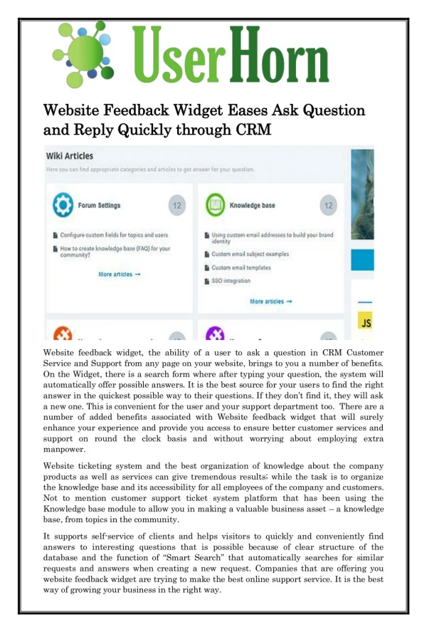 Website Feedback Widget Eases Ask Question and Reply Quickly through CRM