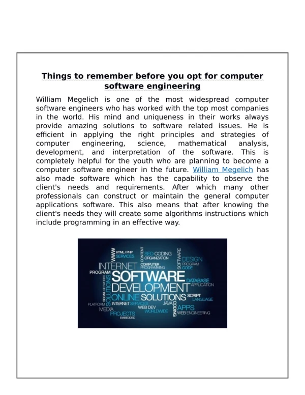 Things to remember before you opt for computer software engineering