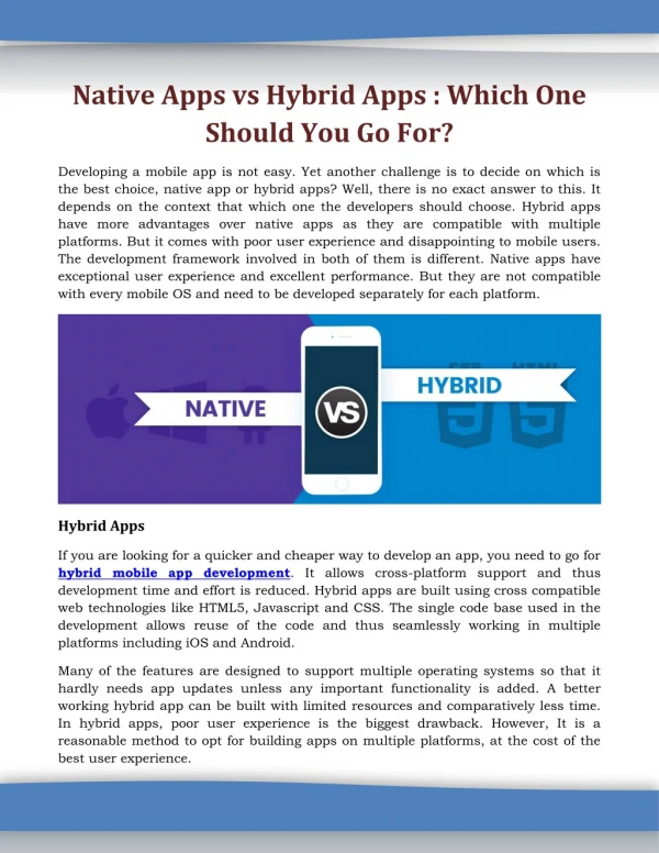 Native Apps vs Hybrid Apps : Which One Should You Go For?