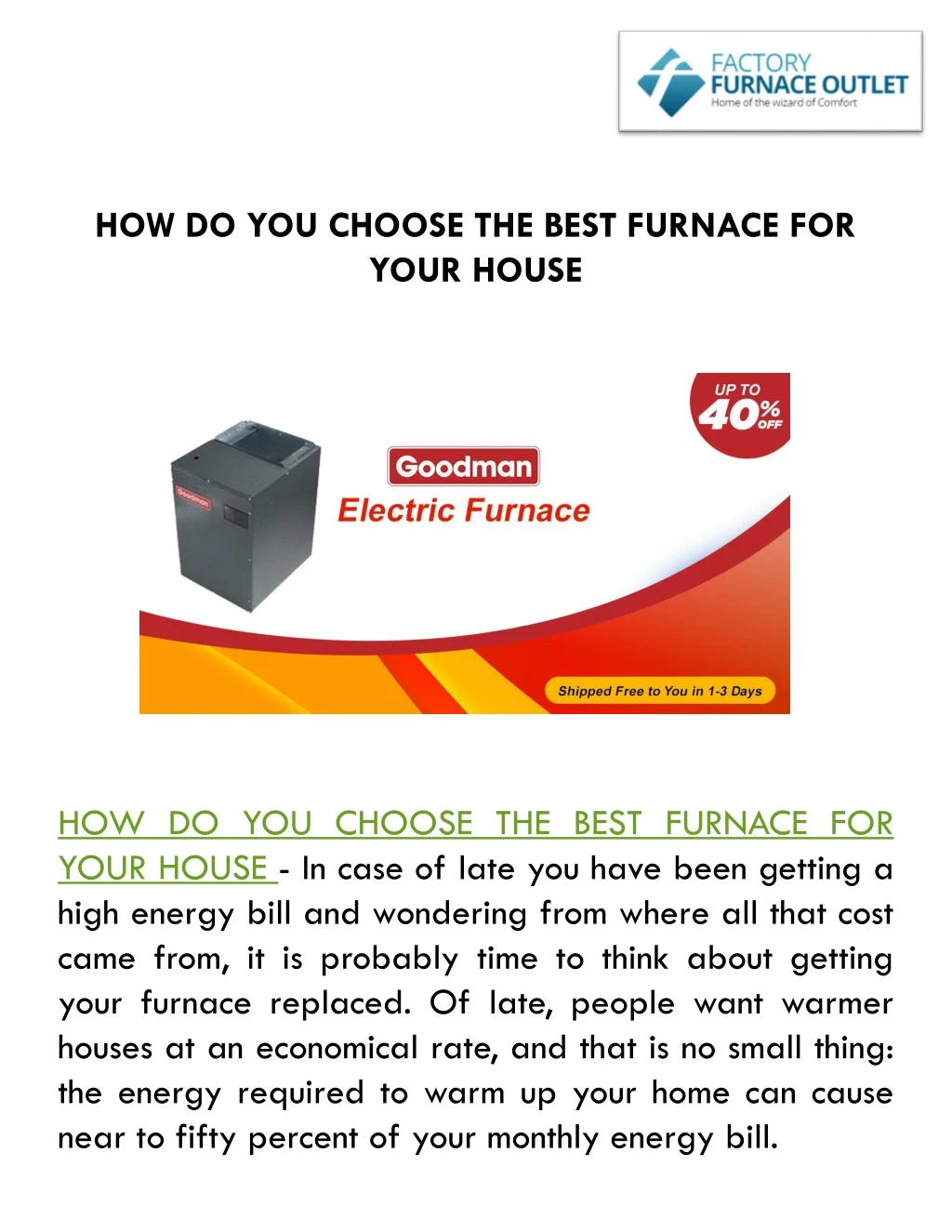 how do you choose the best furnace for your house