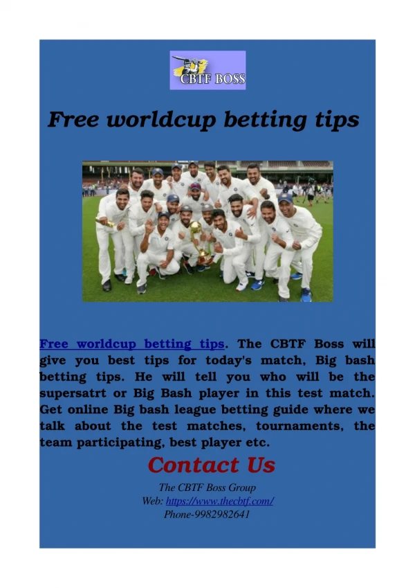 Free worldcup betting tips