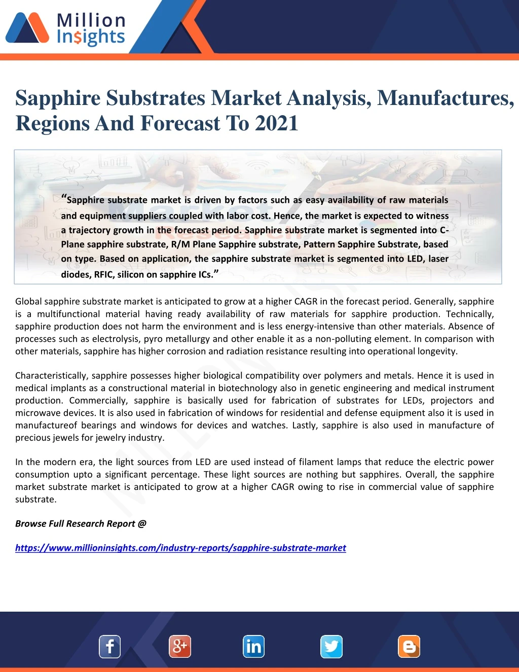 sapphire substrates market analysis manufactures