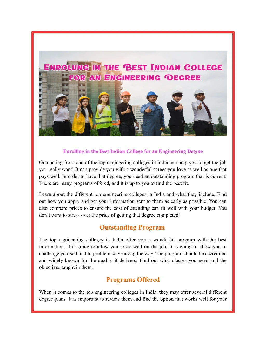 enrolling in the best indian college