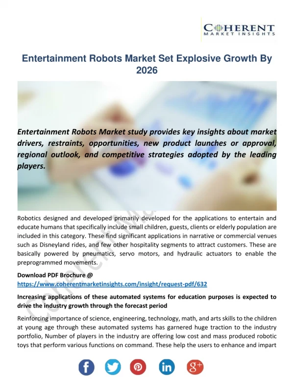 Entertainment Robots Market Recent Developments, Business Growth, Trends, Top Manufactures and Forecast 2026
