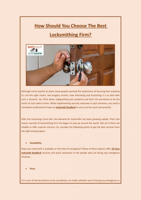 How Should You Choose The Best Locksmithing Firm?