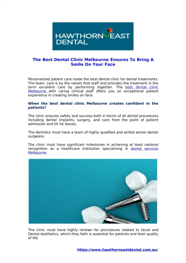 The Best Dental Clinic Melbourne Ensures To Bring A Smile On Your Face