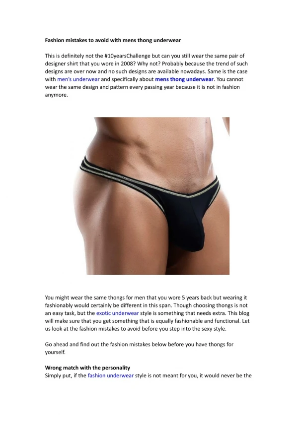 Fashion mistakes to avoid with mens thong underwear