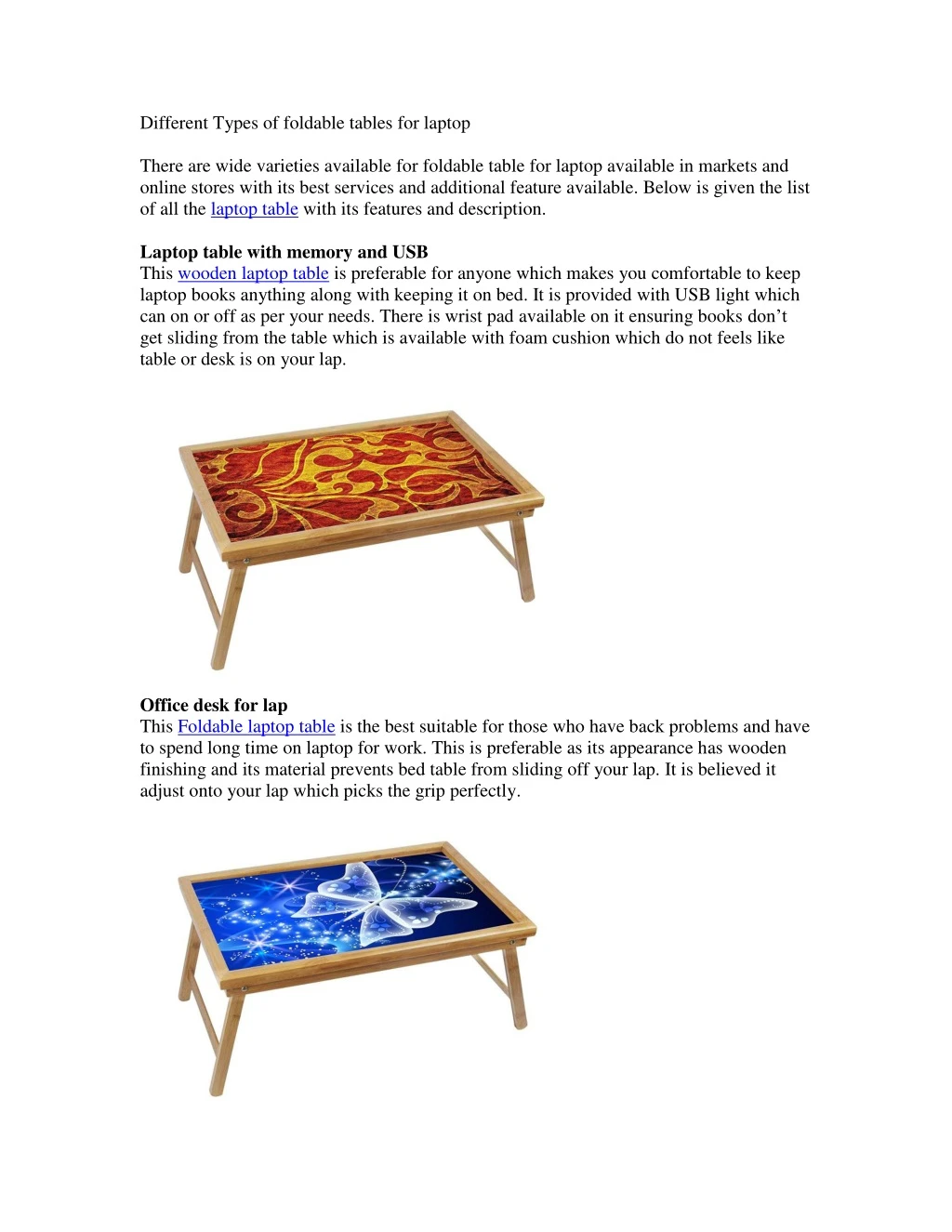 different types of foldable tables for laptop