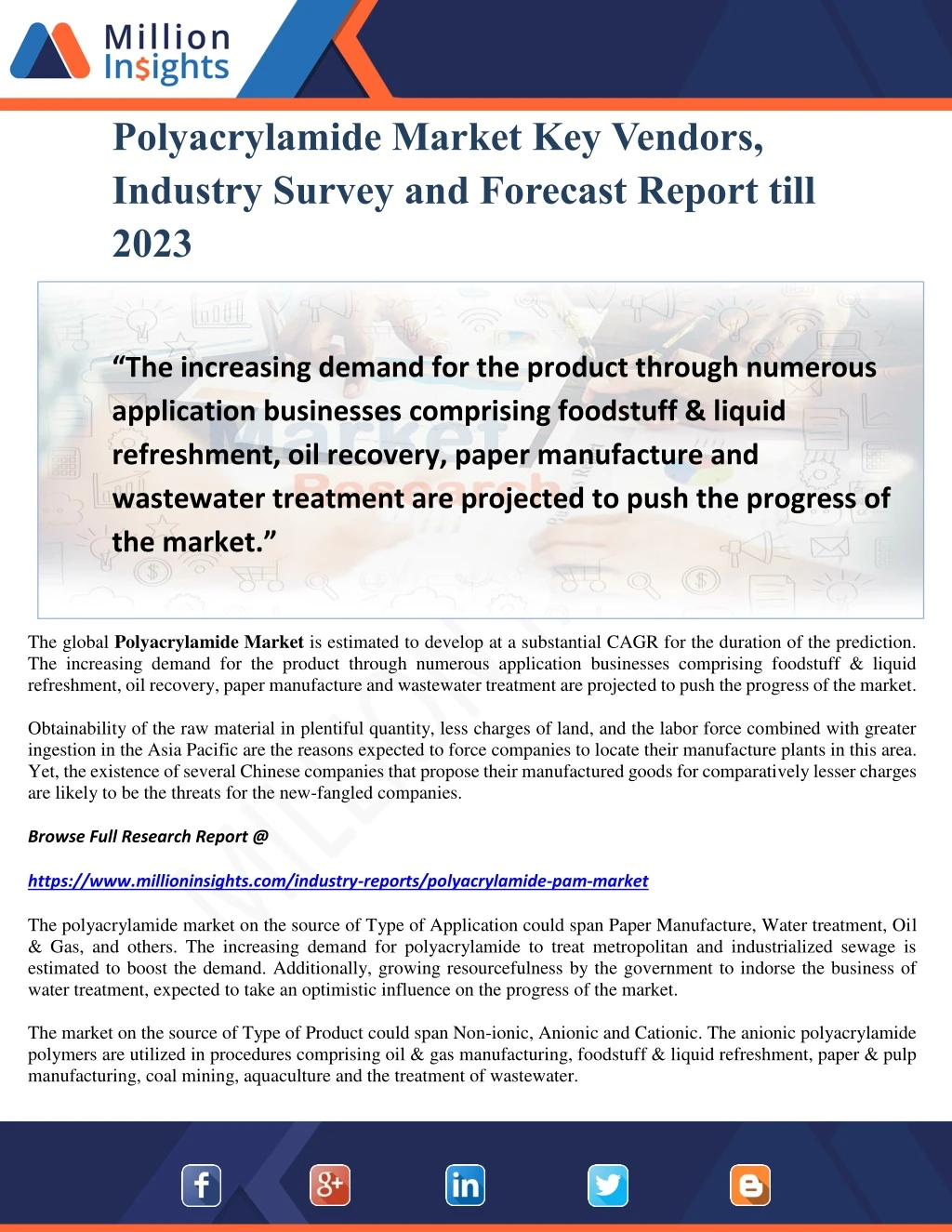 polyacrylamide market key vendors industry survey