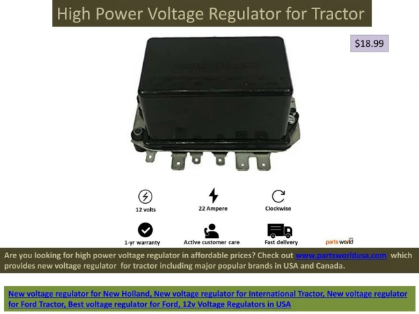 High Power Voltage Regulator for Tractor
