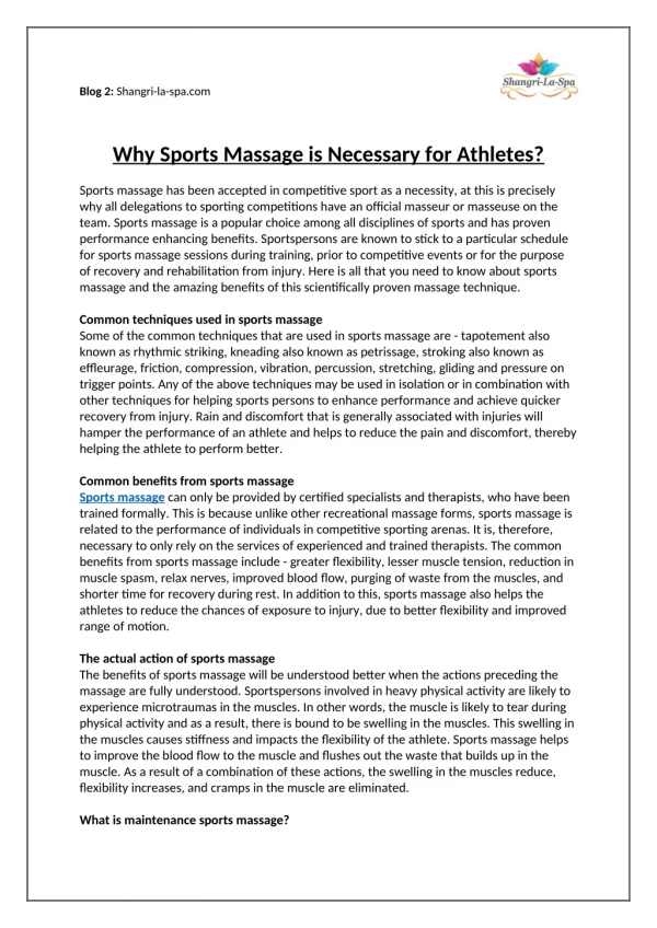 Why Sports Massage is Necessary for Athletes?