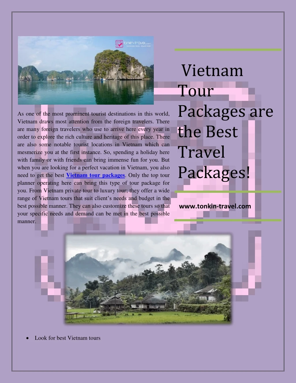 vietnam tour packages are the best travel packages