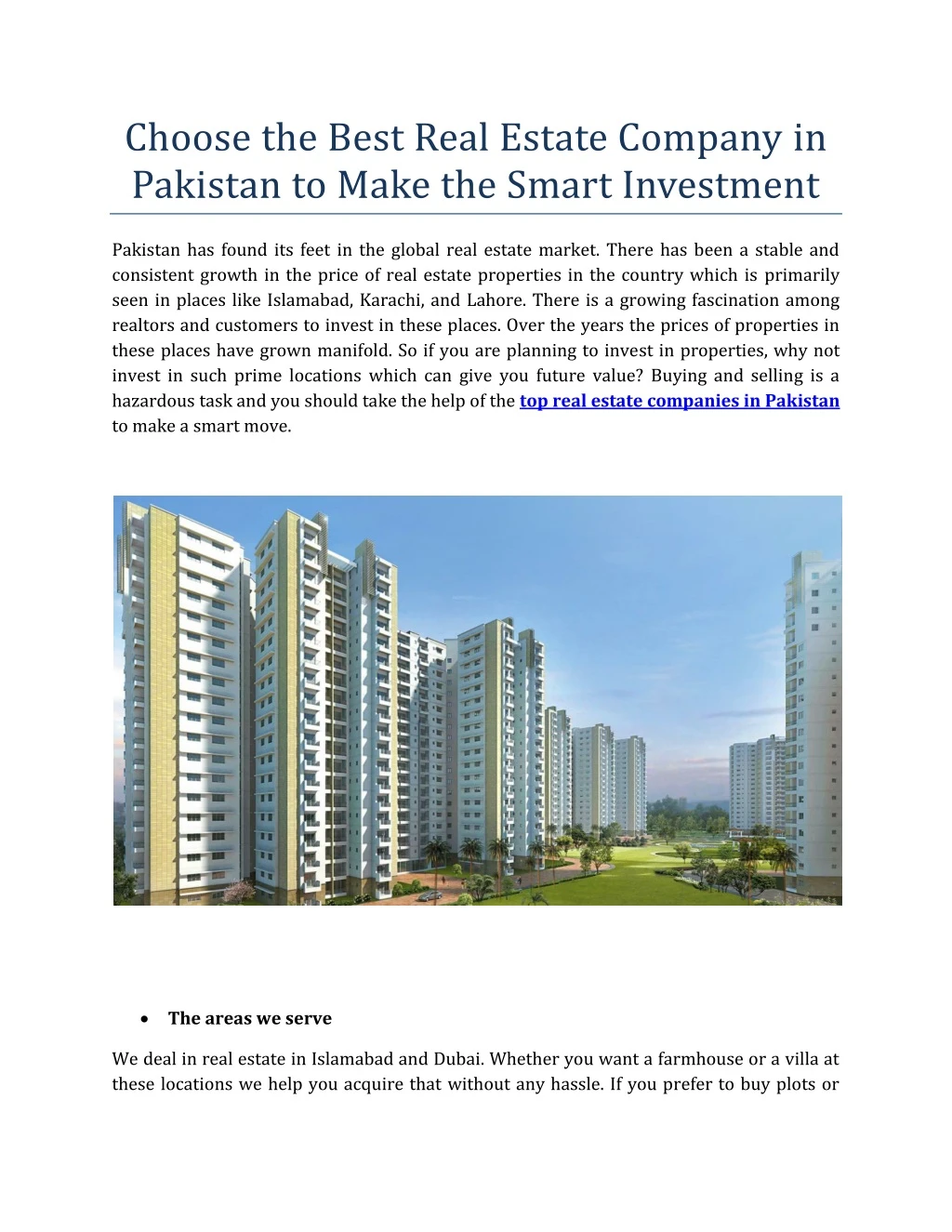 choose the best real estate company in pakistan