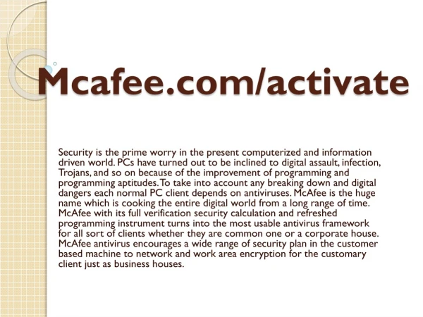 McAfee.com/Activate - McAfee Antivirus Activation Key