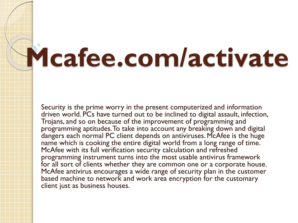 mcafee com activate