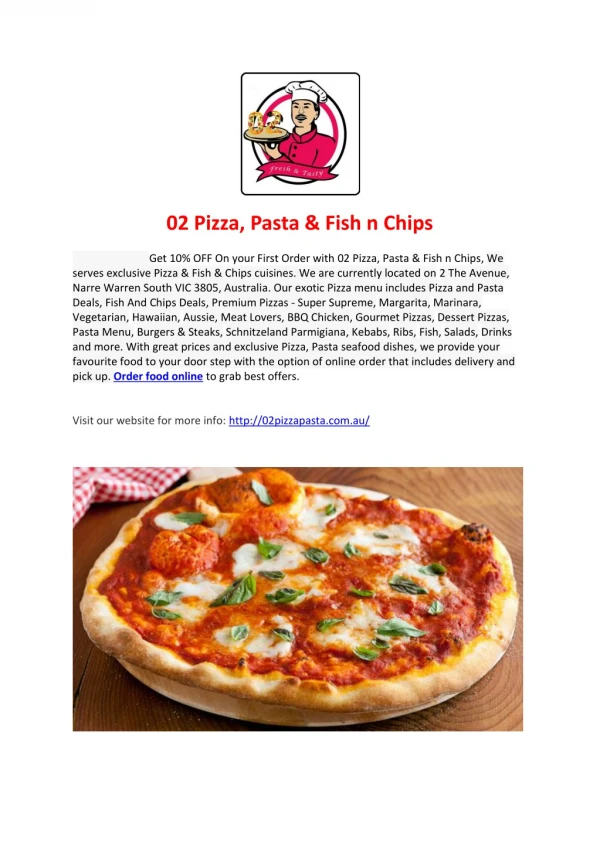 02 Pizza, Pasta & Fish n Chips-Narre Warren - Order Food Online