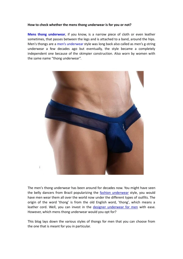 How to check whether the mens thong underwear is for you or not?