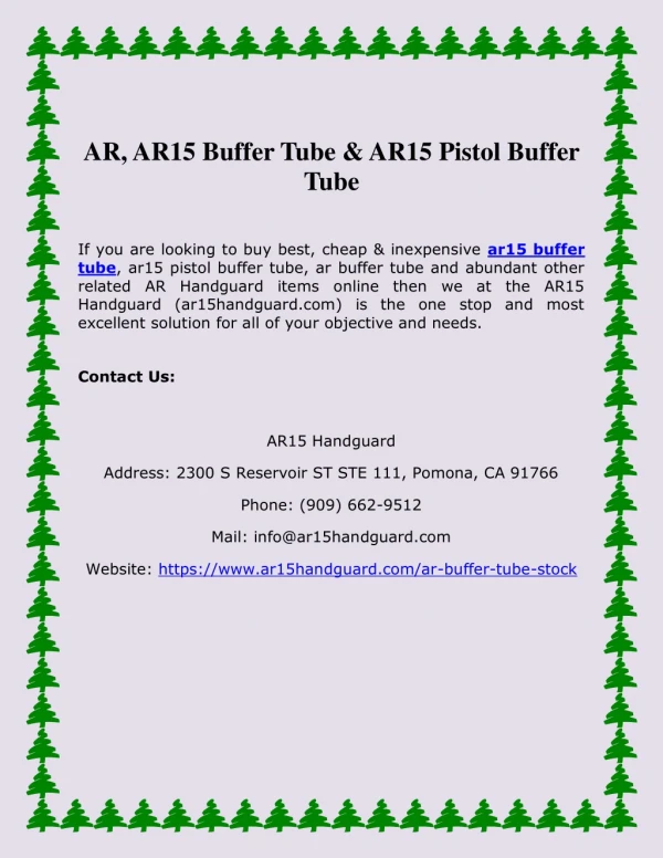AR, AR15 Buffer Tube & AR15 Pistol Buffer Tube