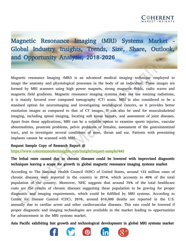 Magnetic Resonance Imaging (MRI) Systems Market - Global Industry Insights, Trends, Size, Share, Outlook, and Opportunit