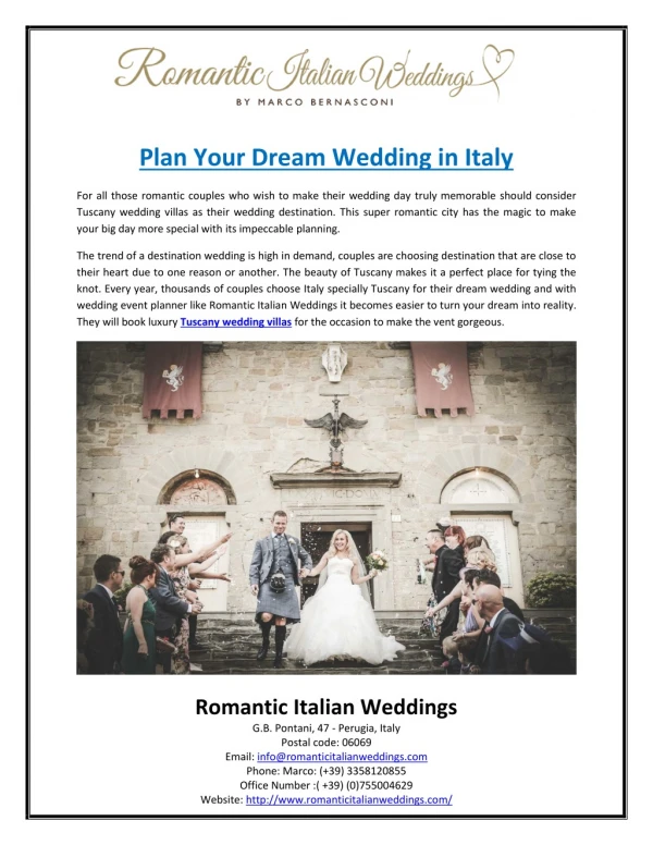 Plan Your Dream Wedding in Italy