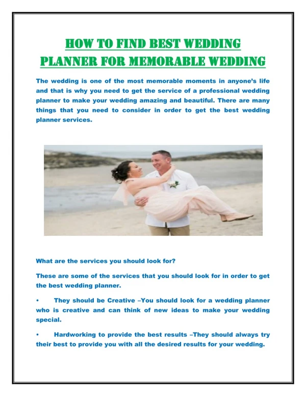 How to Find Best Wedding Planner for Memorable Wedding