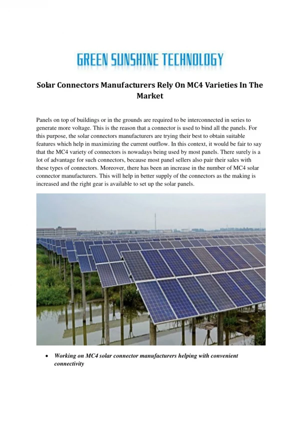 solar connectors manufacturers