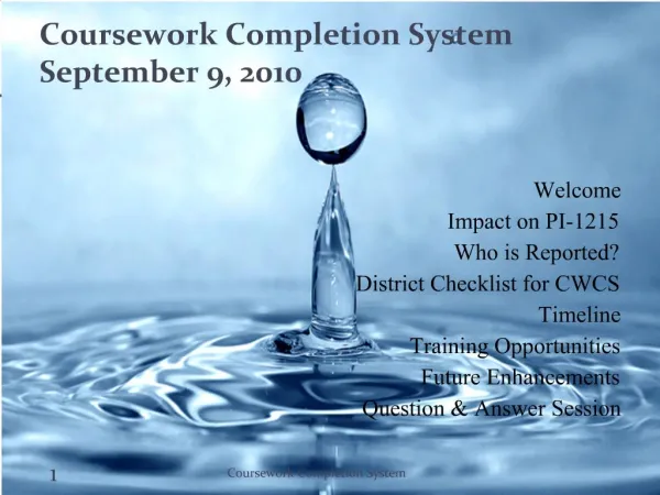 Coursework Completion System September 9, 2010