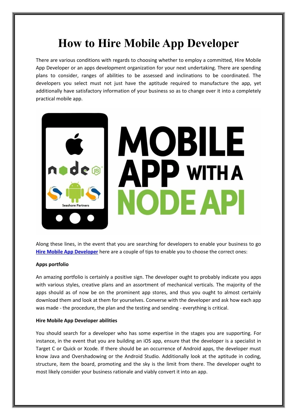 how to hire mobile app developer